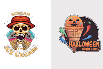 do unique ice cream chocolate for halloween night party logo