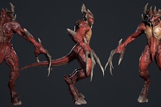 create 3d game character,zbrush 3d creature,alien or monster design,3d print stl