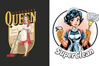 make amazing super cleaning woman housewife and laundry logo
