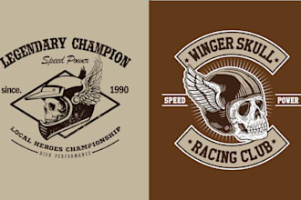 create vintage biker skull knight helmet logo