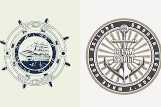 do retro anchor ship nautical marine vintage logo