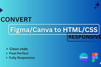 convert your figma or canva design into a responsive HTML and CSS website