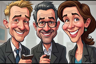 draw funny cartoon character, caricature, portrait