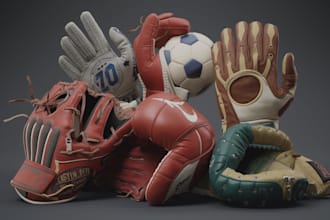 design glove, baseball glove goalkeeper glove, boxing and soccer glove render
