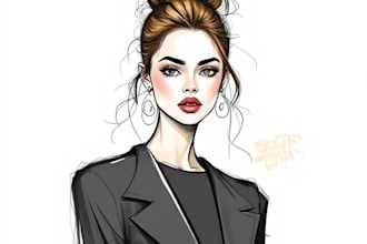 draw fashion sketch, portrait, digital illustration
