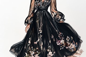 draw a fashion or editorial illustration, sketch, commercial
