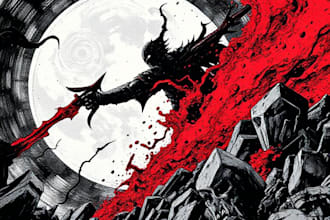 manga page custom dark berserk style art in high quality