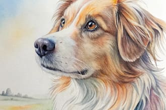 draw an amazing pet portrait watercolor