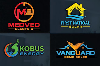 do modern solar panels, electrical power, and energy logo