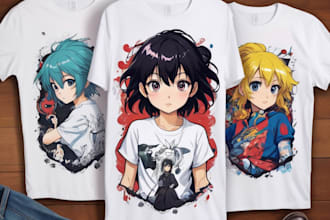 create amazing anime t shirt design cartoon t shirt design