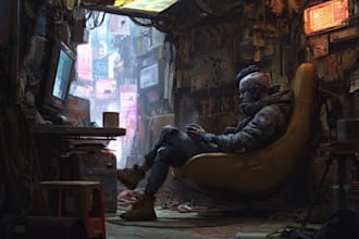 draw cyberpunk, lofi or streetwear anime illustrations