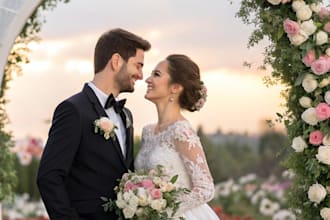 draw couple and wedding portrait illustration