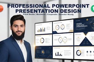 make powerpoint presentation, modern investor pitch deck, ppt slide canva design