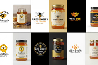 design honey bee logo and label packaging