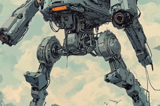 make a  robots and concept art of futuristic macha