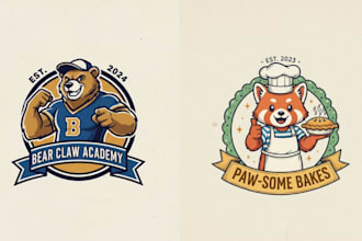 create custom hand drawn vintage animal or cartoon mascot logo pokemon character
