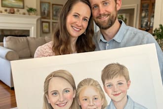 custom watercolor family portrait from photo
