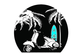 design suitable vespas surf beach logo
