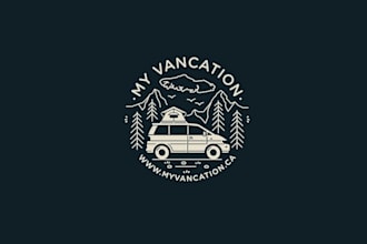 design trendy camper van rental company logo