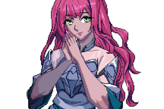 draw custom pixel art anime illustrations for you