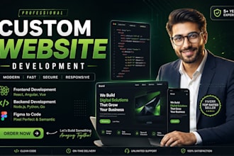 website development as full stack web developer, front end, backend developer