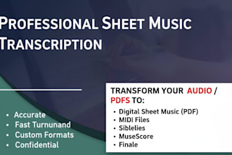 transcribe professional midi files tabs or sheet music arrange engrave music