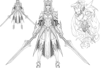 draw fantasy character sketch in unique style