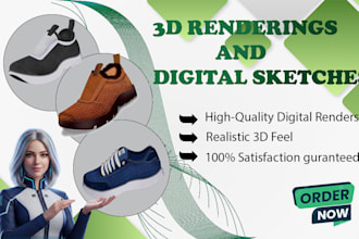 create footwear digital sketches and shoe design renderings