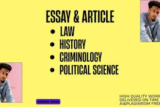 write urgent research articles on political science,history, law and criminology
