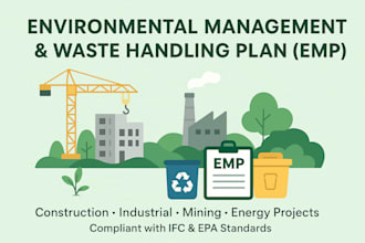 develop a professional environmental management and waste handling plan emp