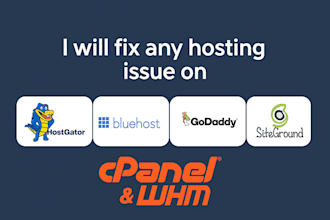 fix any hosting issue on hostgator, bluehost, godaddy, siteground, cpanel