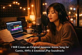 create original japanese anime song with vocals and instrumentals for games amvs