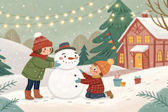 draw christmas illustration for children book, story book water color book