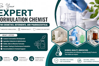 be your expert formulation chemist for cosmetics, detergents, and pharmaceutical