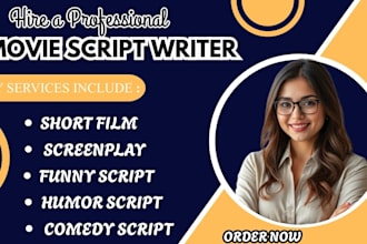 write movie script, comedy script, screenplay, short film script humor funny