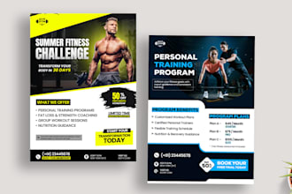 design modern gym flyer or fitness poster in 24 hours