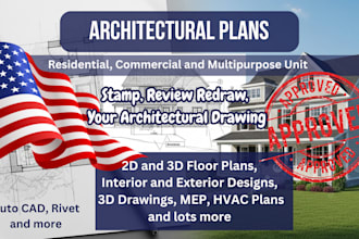 draw stamp review redraw architectural engineering hvac mep plan for city permit