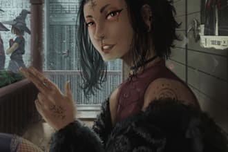 draw a cinematic semi realistic full body in my style