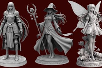 sculpt 3d anime figure toy 3danime character model diorama figurine for printing