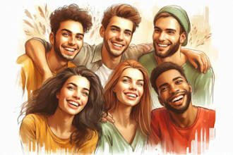 design an unique friendship portrait art