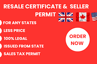obtain resale certificate, seller permit, reseller certificate in all states