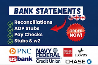 do bank statement reconciliation and bookkeeping, stubs for you