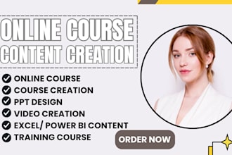 dev online course content, excel power bi tutoring training course creation ppt