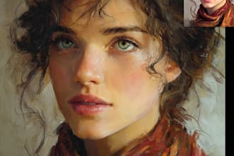 do professional hand drawn portrait oil painting