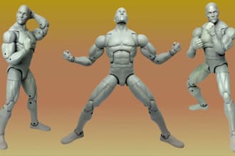 sculpt 3d articulated miniature 3d toy figurine with movable joints for printing