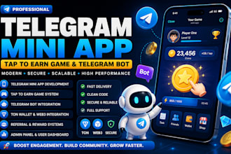 develop telegram mini app, tap to earn game and telegram bot