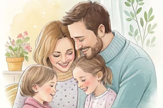 custom watercolor family portrait from photo