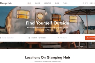 build glamping website camping campsite outdoor adventure eco lodge website