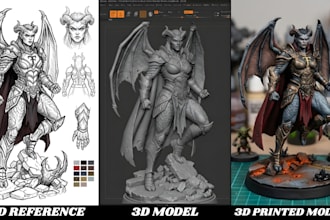 convert 2d to 3d character model 2d sketch to 3d 3d printable model, step file