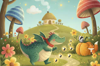 illustrate charming children book illustrations for
